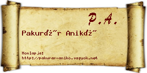 Pakurár Anikó névjegykártya